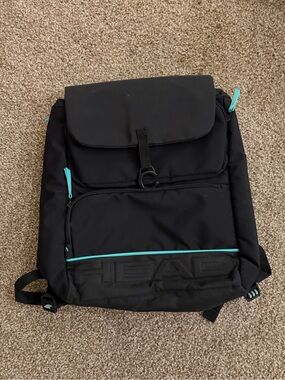 HEAD Black Backpack with Teal Trim